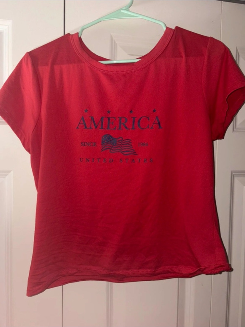 America Graphic Red Women's Cropped Tee